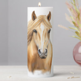 Schöne Palomino Pferdepillar Candle Stumpenkerze