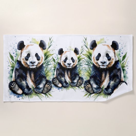 Schöne Panda Bears mit Wasserfarbe Strandtuch (Vorderseite)