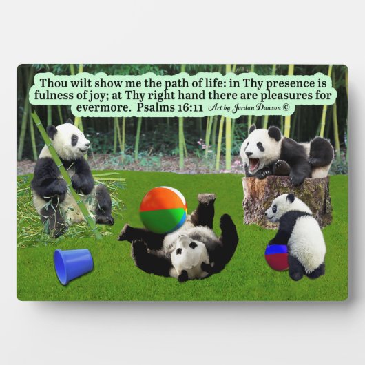 Schöne Panda Scripture Plaque Psalms 16:11 Fotoplatte (Vorderseite)