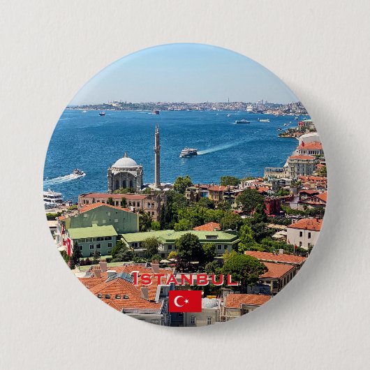 Schöne Panorama von Istanbul Reise Button (Vorderseite)