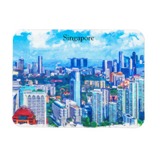 Schöne Panoramasicht auf Singapur Asien Magnet