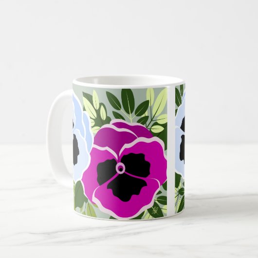 Schöne Pansy Blume Kaffeetasse (Vorderseite Links)