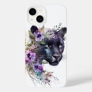 Schöne Panther Floral Lila Aquarellwerk Case-Mate iPhone 14 Hülle