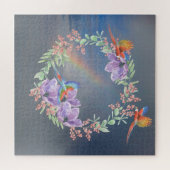 Schöne Papageien Blume Berries & Rainbow Puzzle (Horizontal)