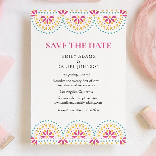Schöne Papel Picado Mexikanische Hochzeit Save The Date