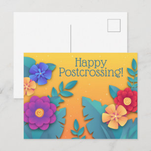 Schöne Papierblumen Postkarte