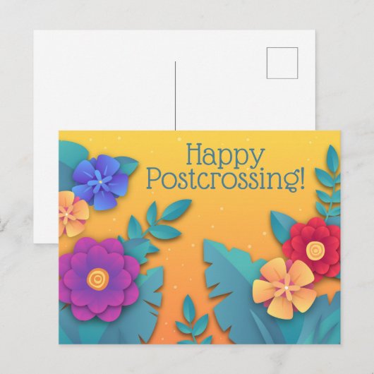 Schöne Papierblumen Postkarte (Vorne/Hinten)