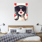 Schöne Pariser Frau in Roter Sonnenbrille Leinwanddruck (Insitu (Schlafzimmer))
