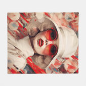 Schöne Pariser Frau in Sonnenbrille und Hut Fleecedecke (Vorderseite (Horizontal))
