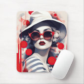Schöne Pariser Frau in Sonnenbrille und Hut Mousepad (Mit Mouse)