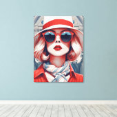 Schöne Pariser Frau mit französischen Farben Leinwanddruck (Insitu (Holzboden))