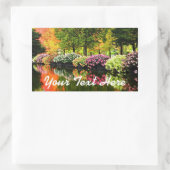 Schöne Park farbenfrohe Blume Herbst Bäume Teich Rechteckiger Aufkleber (Tasche)