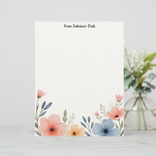 Schöne Pastel-Blume Briefbogen (Stehend Vorderseite)