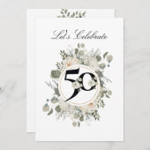 Schöne Pastel Floral 50. JAHRESTAG Einladung (Vorne/Hinten)