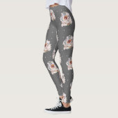 Schöne Pastel Floral mit Punkten auf Chic Gray Leggings (Links)