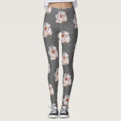 Schöne Pastel Floral mit Punkten auf Chic Gray Leggings (Vorderseite)