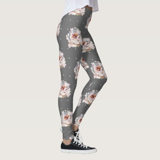 Schöne Pastel Floral mit Punkten auf Chic Gray Leggings (Rechts)