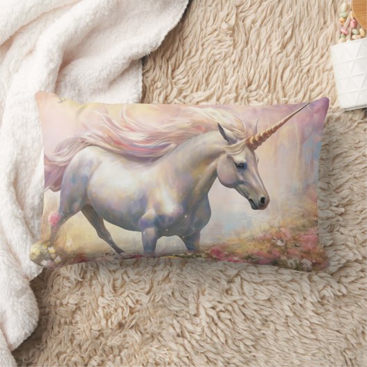 Schöne Pastel Gold Magical Unicorn Lendenkissen (Decke)