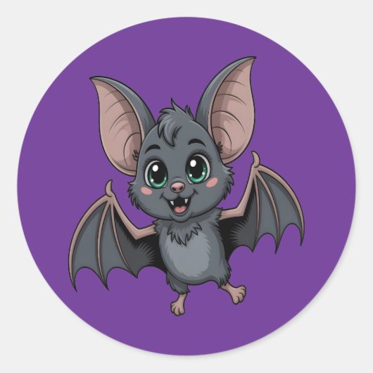 Schöne Pastel Goth Bat mit grünem Cartoon Runder Aufkleber (Vorderseite)