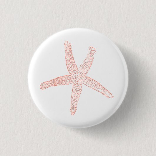 Schöne Pastel Pink Starfish Illustration Button (Vorderseite)
