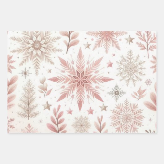 Schöne Pastel Pink Weihnachtsdesigns Geschenkpapier Set (Vorderseite 3)