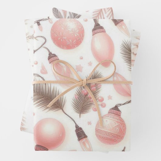 Schöne Pastel Pink Weihnachtsdesigns Geschenkpapier Set (Beispiel)