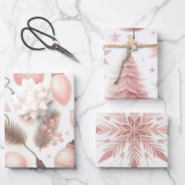 Schöne Pastel Pink Weihnachtsdesigns Geschenkpapier Set