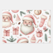 Schöne Pastel Pink Weihnachtsdesigns Geschenkpapier Set (Vorderseite)