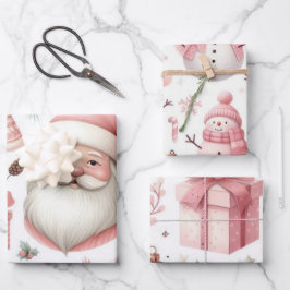 Schöne Pastel Pink Weihnachtsdesigns Geschenkpapier Set