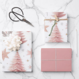 Schöne Pastel Pink Weihnachtsdesigns Geschenkpapier Set