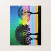 Schöne Pastel Sky Hinter Silhouette Bäume Puzzle (Vertikal)