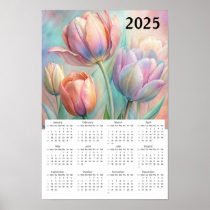 Schöne Pastel Tulips 2025 Kalender Poster