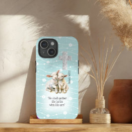 Schöne Pastel Türkis Blumenlammen Kreuz Bibel Case-Mate iPhone Hülle