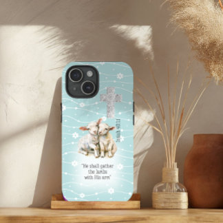 Schöne Pastel Türkis Blumenlammen Kreuz Bibel Case-Mate iPhone Hülle