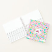 Schöne Pastell-Blumen Monogramm Quadrat Notizblock (Innenseite)