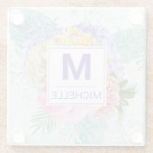 Schöne Pastell-Frühlingsblumen Monogramm Glasuntersetzer (Rückseite)
