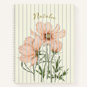 Schöne Pastell-Kunstwerke Weiße Streifen Rosa flor Notizblock