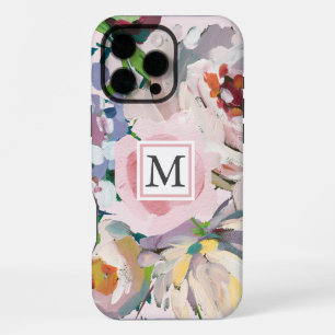 Schöne Pastell-Wasserfarbe-Floral mit Monogramm iPhone 16 Pro Max Hülle