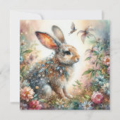 Schöne Pastelle Blumengarten Kaninchen Ostern Feiertagskarte (Vorderseite)