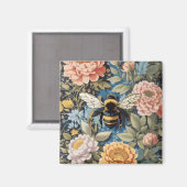 Schöne Pastelle Blüte und Hummel Magnet (Vorderseite/Rückseite)