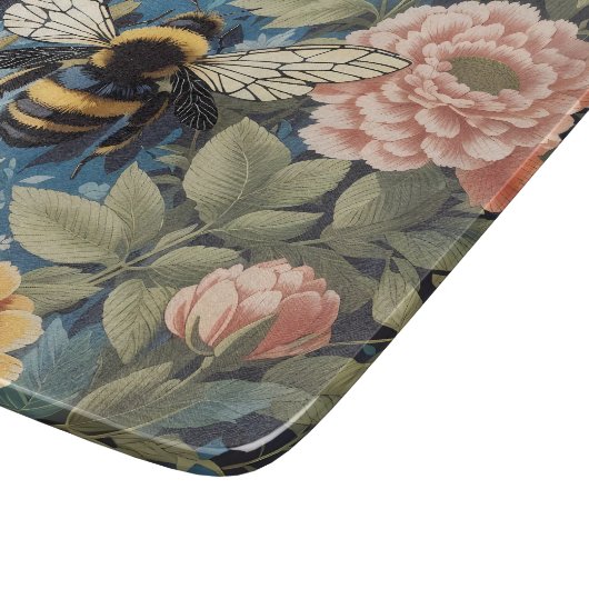Schöne Pastelle Blüte und Hummel Schneidebrett (Ecke)