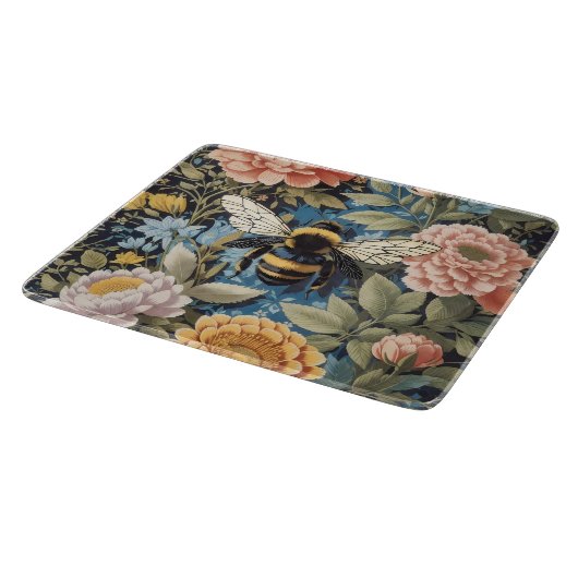 Schöne Pastelle Blüte und Hummel Schneidebrett (Ecke)