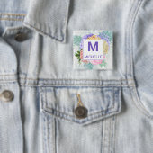 Schöne Pastellfarben Frühlingsblumen Monogramm Button (Beispiel)