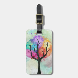 schöne, pastellfarbene Bäume Abstrakte Ölgemälde Gepäckanhänger