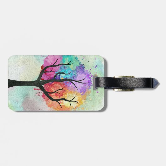 schöne, pastellfarbene Bäume Abstrakte Ölgemälde Gepäckanhänger (Rückseite horizontal)
