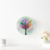Schöne, pastellfarbene Bäume Abstrakte Ölgemälde Runde Wanduhr (Zuhause)
