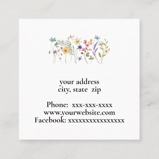 Schöne pastellfarbene Blume Quadratische Visitenkarte (Rückseite)