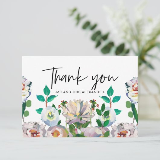 Schöne pastellfarbene Blüten Dankeskarte (Stehend Vorderseite)