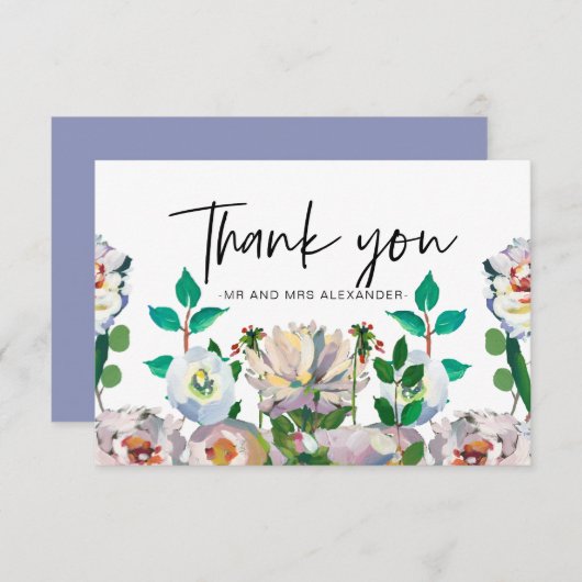 Schöne pastellfarbene Blüten Dankeskarte (Vorne/Hinten)