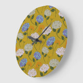 Schöne, pastellfarbene Hydrangea & Wildblume Große Wanduhr (Winkel)